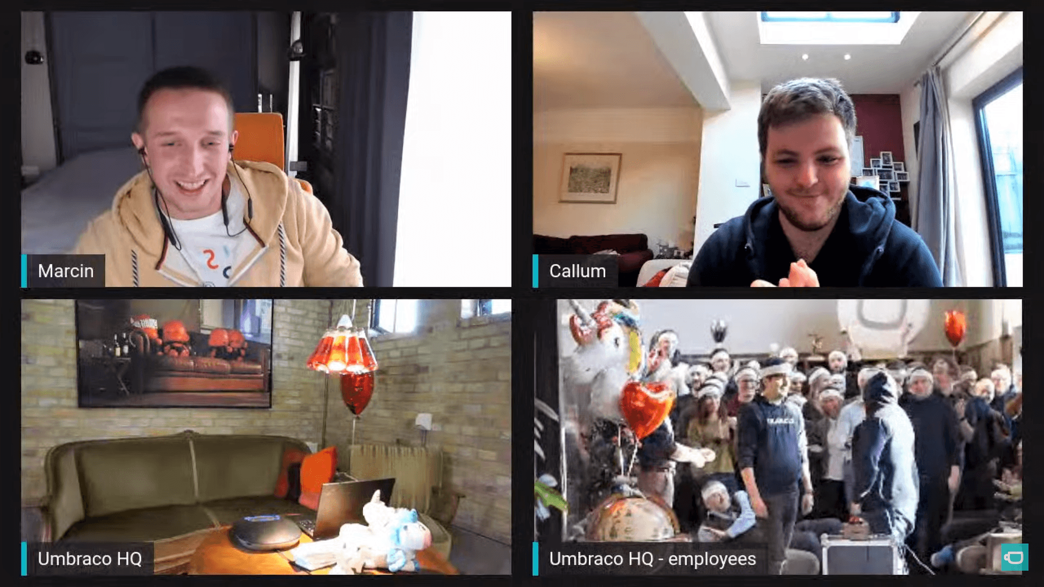 Screenshot vom Livestream umbraCoffee zum Launch von Umbraco Heartcore